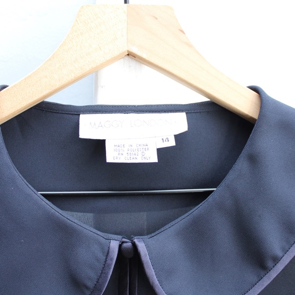Vintage Maggy London Blue Sheer Button-Up  Top - Picture 4 of 5